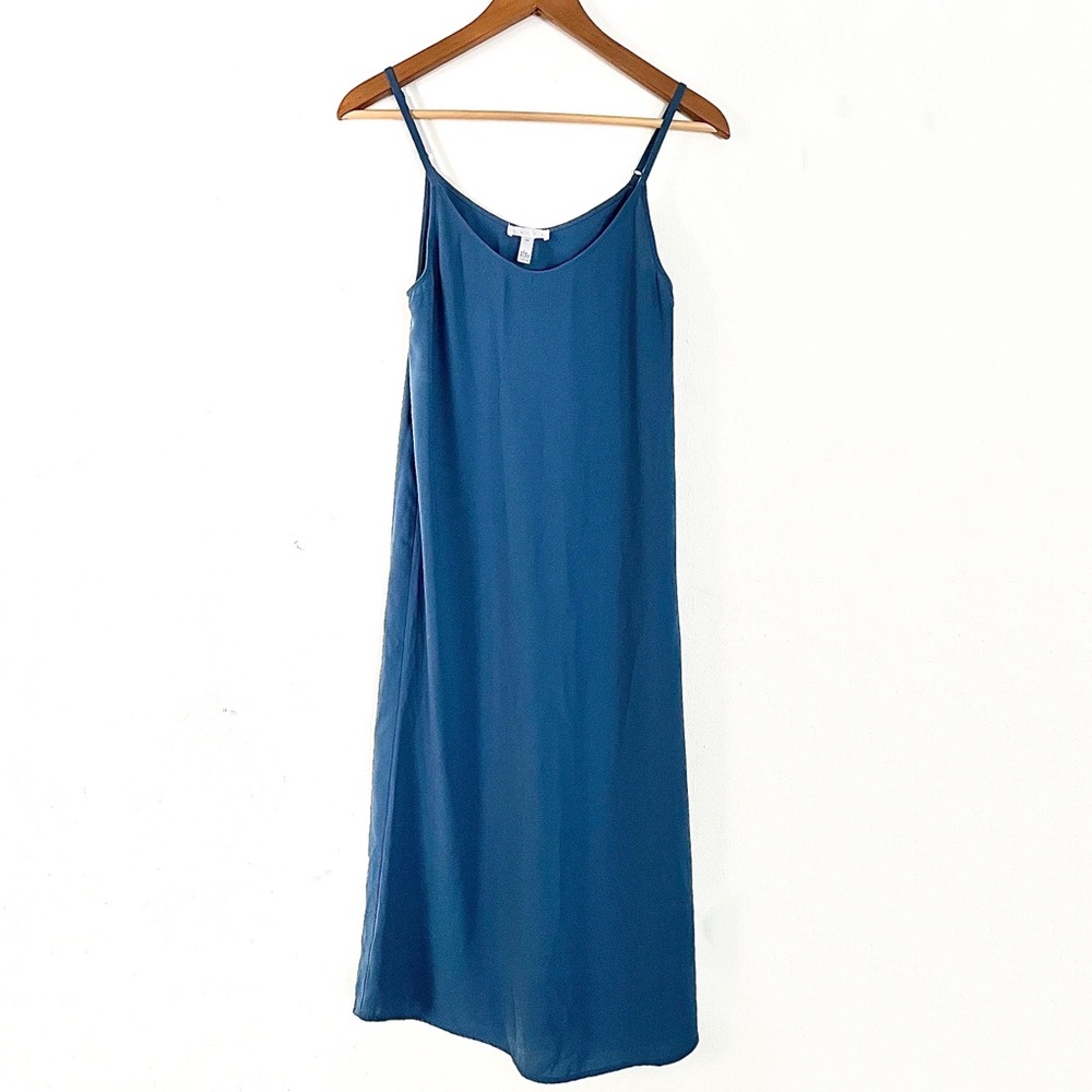 Nordstrom Leith 90’s Clueless Blue Midi Spaghetti Strap A-Line Dress